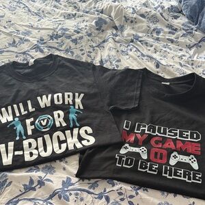 Gildan Black Gaming T-Shirts with White and Red Graphics